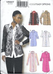 8927 VOGUE LOOSE LS COLLAR SHIRTS, OVERLAY OR NOT PATTERN 8-16